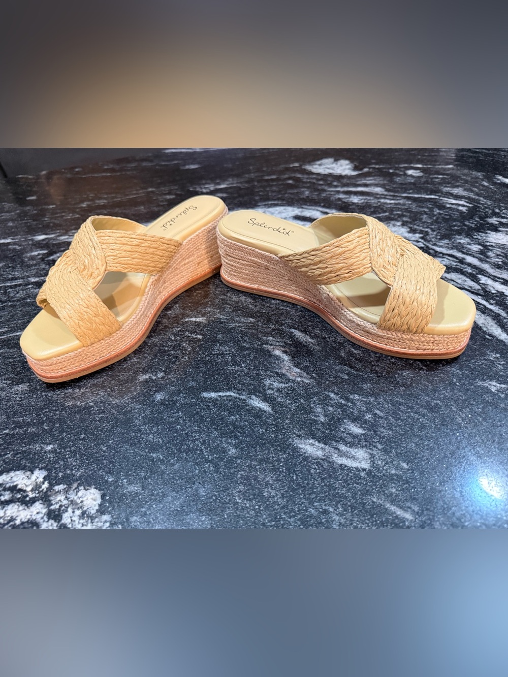 SPLENDID Women’s Daria Natural Raffia Wedge Sandal, Size 7